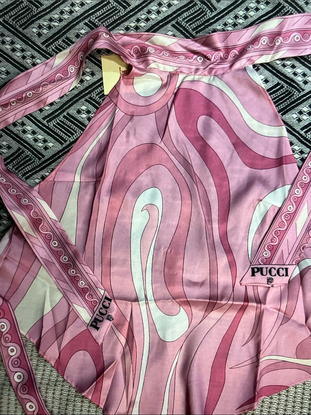 Emilio Pucci Pink & Cream Abstract Halter Tank - Picture 9 of 9
